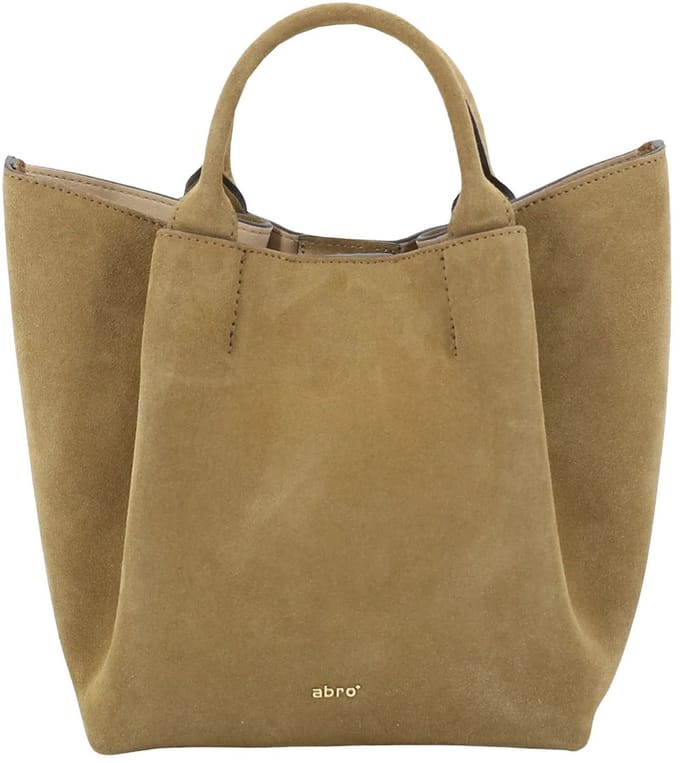 abro Leren schoudertas Leather Suede Shopper Essential Mud kaki