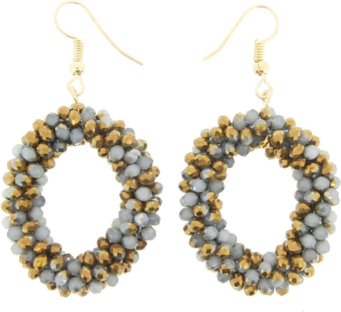 Behave Oorhangers dames ovaal met facet glas kraaltjes