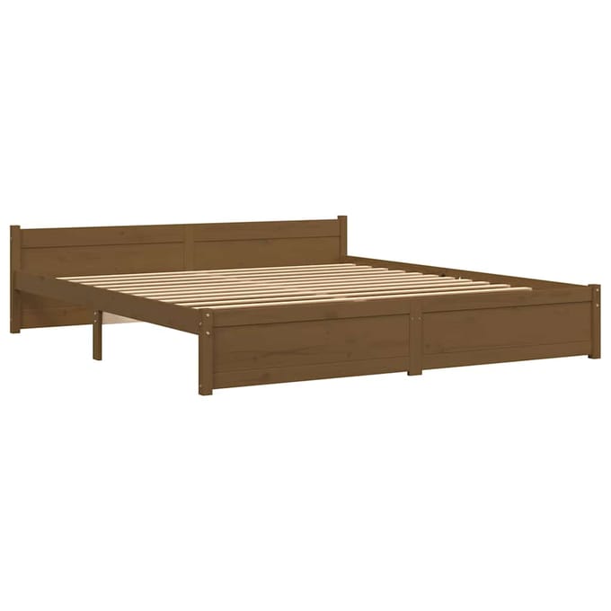 vidaXL - Bedframe - massief - hout - honingbruin - 200x200 - cm