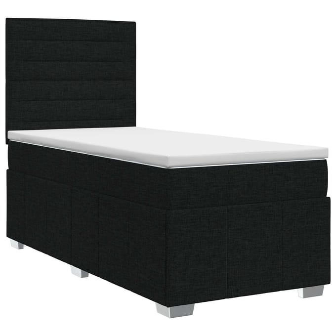 vidaXL - Boxspringbed - met - matras - met - hoofdeinde - Zwart - 100 - x - 200 - cm - Stof