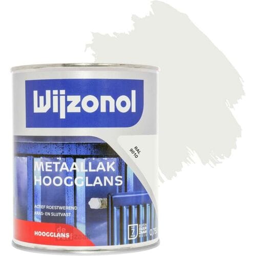 Wijzonol metaallak - hoogglans - RAL9010 - 750 ml - Verfhal.nl