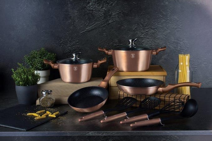 Berlinger Haus Rose Gold Serie - Granieten Pannenset - Turbo Induction - Soft-Touch Handgreep