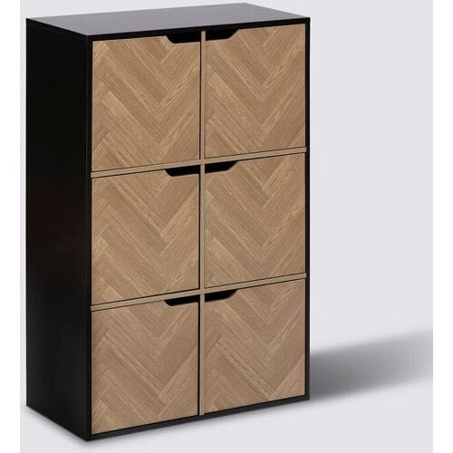 5five Mix'n Door Chevron Plankeenheid - Zwart, 67,5 x 32 x 100,5 cm, 6 Compartimenten