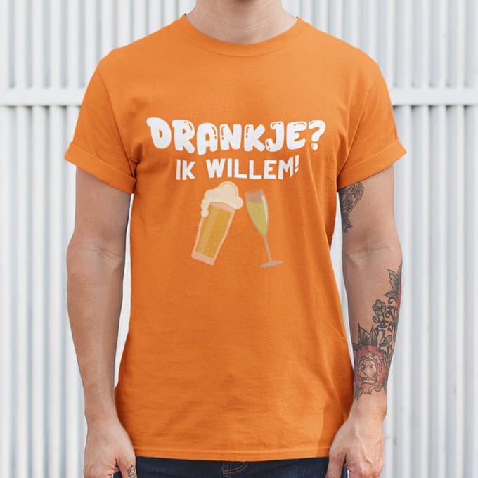 Oranje T-shirt "Drankje? Ik Willem" 3XL