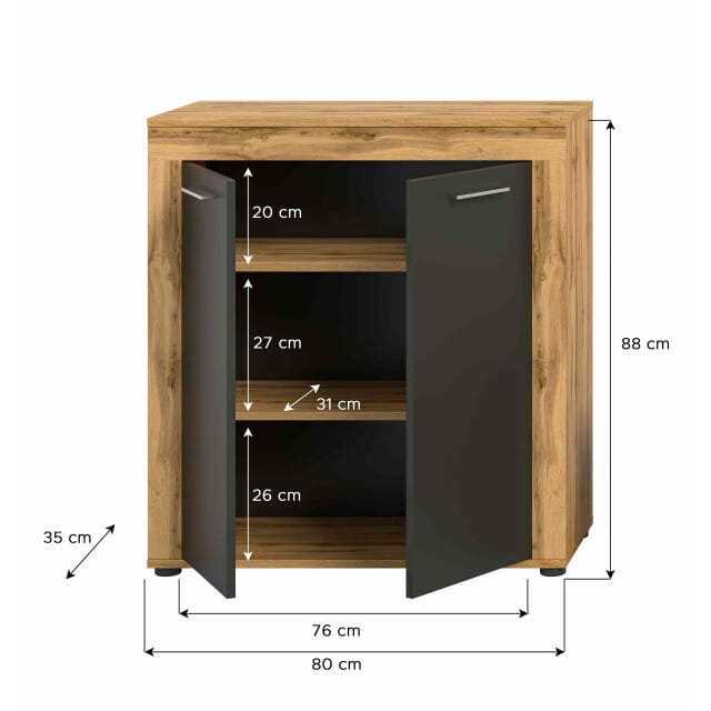 Jam highboard grijs melamine Wotan Oak NB - 35x80x88cm