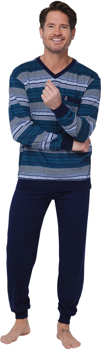 Robson Pyjama - Katoen - Gestreept - Blauw - Maat 48