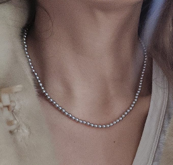 Parelketting – Ketting Dames – Grijze Parels – 4mm