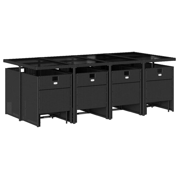 vidaXL - 13-delige - Tuinset - met - kussens - poly - rattan - zwart