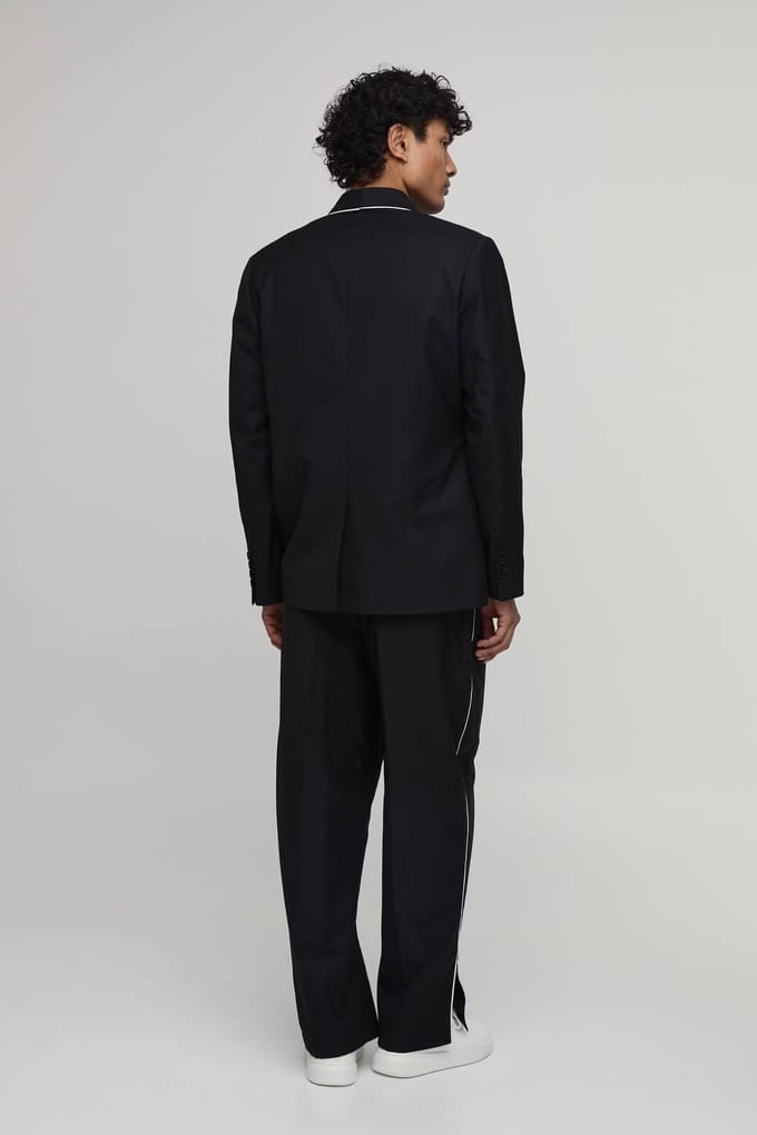 Satijnen Bies Split Zoom Pak Broek | Black | Size 30