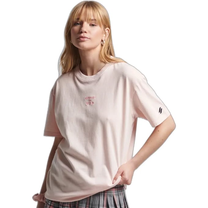 Ruimvallend dames-T-shirt Superdry Code Logo Garment Dye