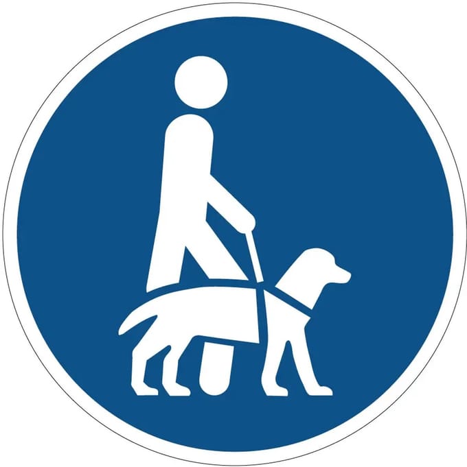 Mensen met blindengeleidehond prioriteit bord | gecoat dibond materiaal | 40 cm