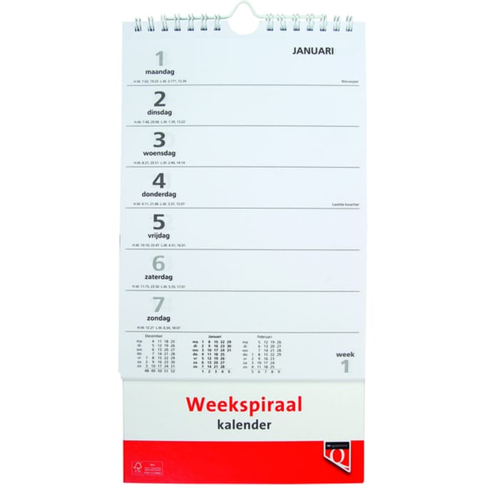 Weekspiraalkalender 2027 Quantore