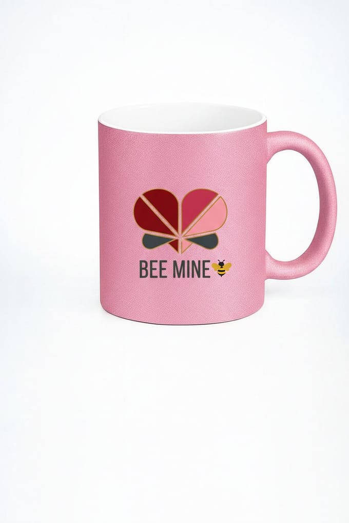 Roze Bee Mine Mok met Hart & Bij Design | Valentijnscadeau Liefdesbeker
