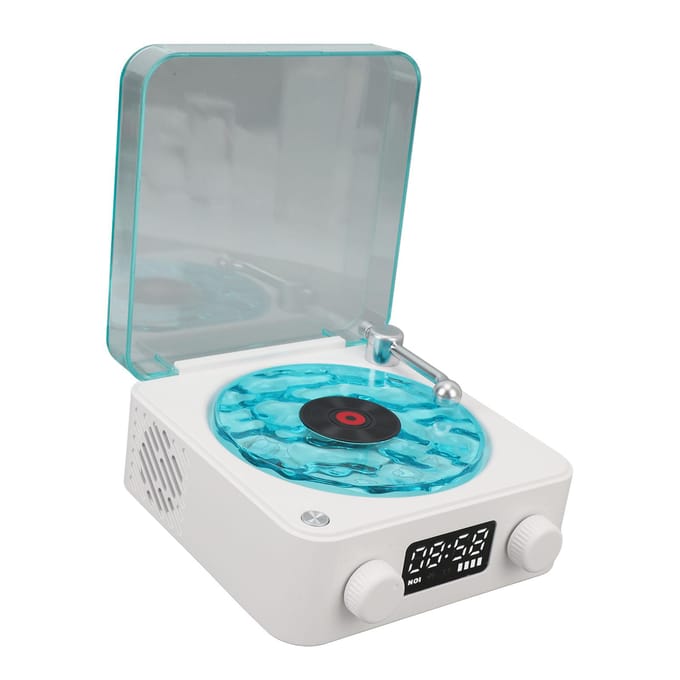Vintage Platenspeler Bluetooth Speaker 4 Modi Draagbare Draadloze Platenspeler Stereo Luidspreker met wit