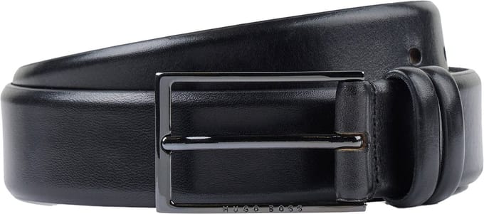 BOSS leren heren riem - zwart