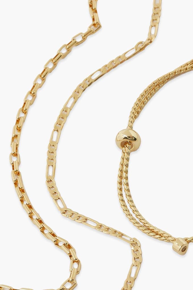 boohoo Dames Echt vergulde 3-delige armbanden set | Goud