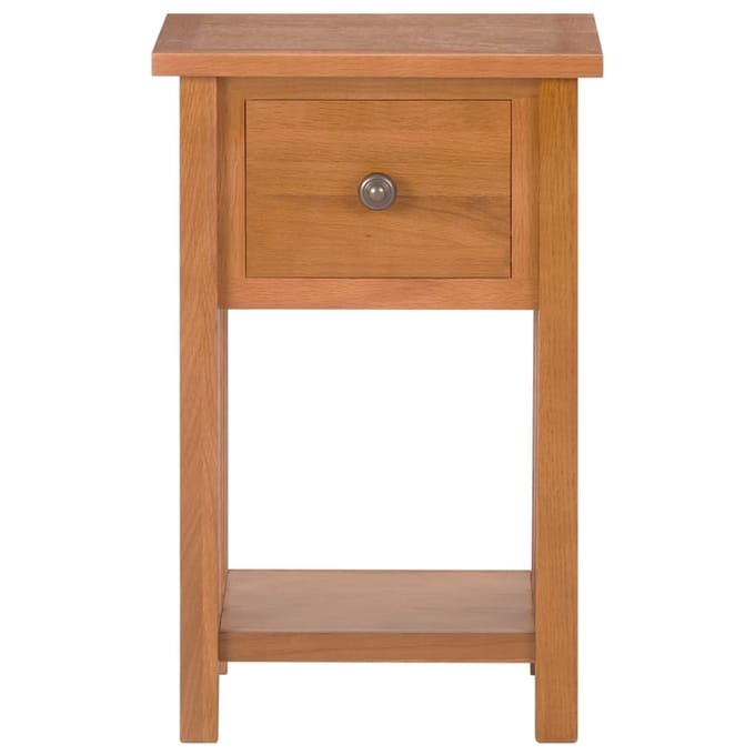 vidaXL - Bijzettafel - met - lade - 35x27x55 - cm - massief - eikenhout