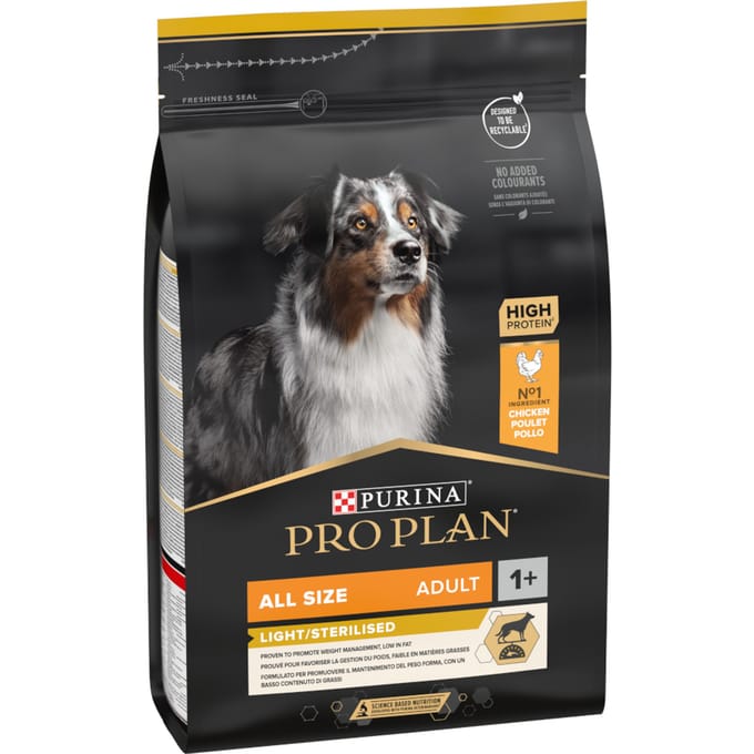 3kg All Size Adult Light/Sterilised Optiweight Kip & Rijst Pro Plan Hondenvoer
