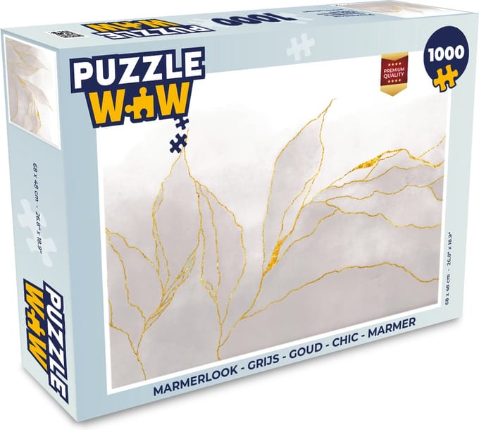 Puzzel Marmerlook - Grijs - Goud - Chic - Marmer print - Legpuzzel - Puzzel 1000 stukjes volwassenen