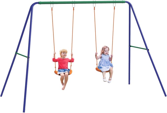 Outsunny - Schommel - 2 Schommelstoelen - Weerbestendig - voor 3-8 jaar