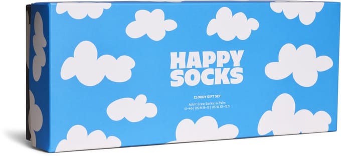Happy Socks unisex giftbox 4P sokken cloudy blauw & zwart mt36-40