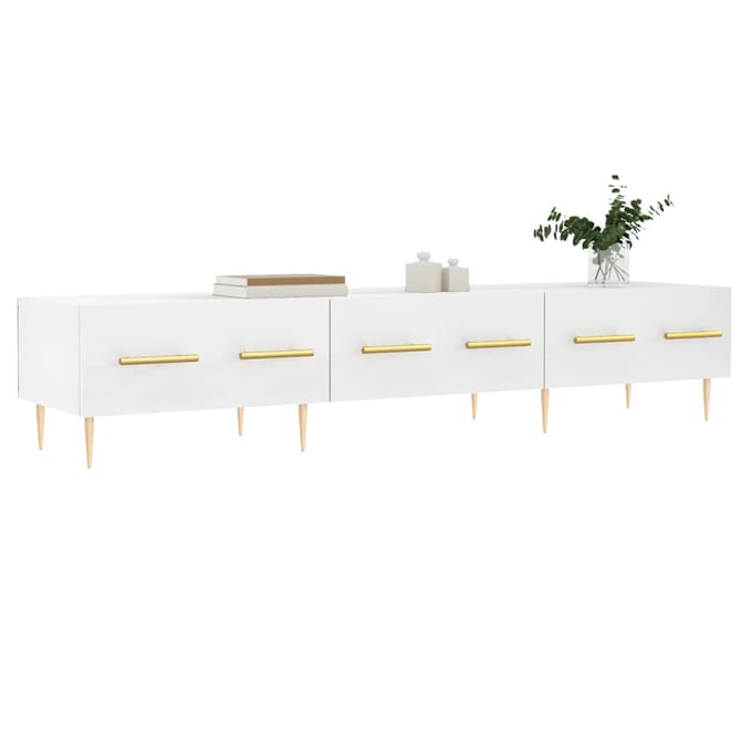 vidaXL - Tv-meubel - 150x36x30 - cm - bewerkt - hout - wit