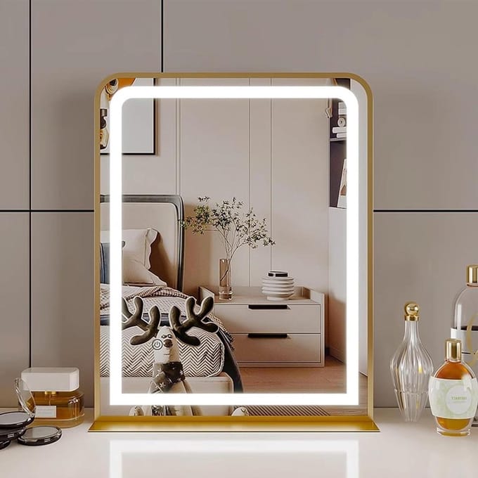 Verlichte Make-up Spiegel - Touchscreen Spiegel - Perfecte Make-up - Instelbare Verlichting - 45 cm - Goud