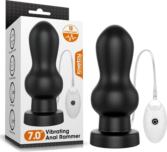 Lovetoy - King Size Vibrerende Buttplug - Rammer - 18 cm - Zwart