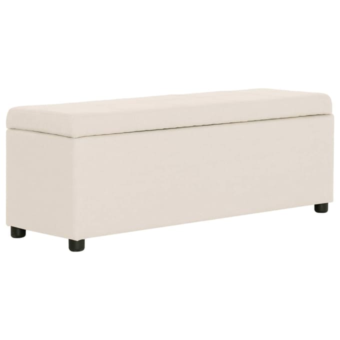 vidaXL - Bankje - met - opbergvak - 116 - cm - polyester - crème