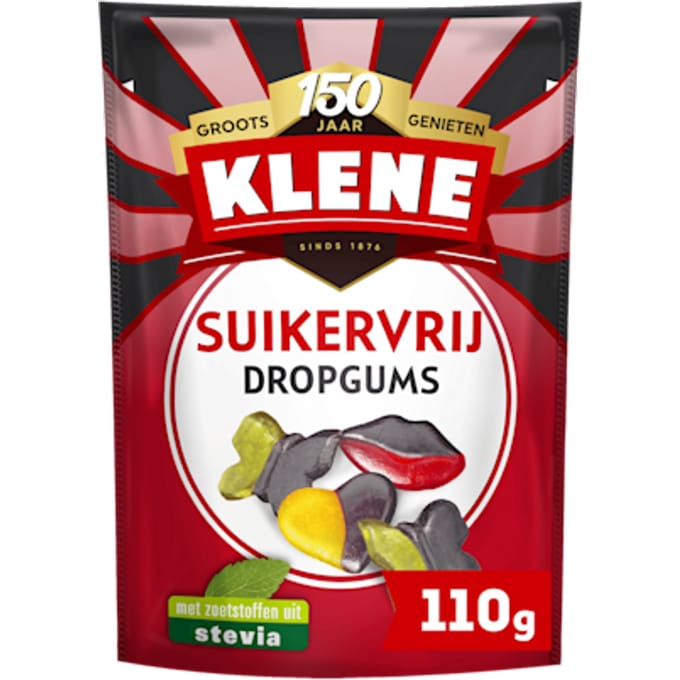 Klene Dropgums - drop & fruitsmaak - suikervrij - 110g