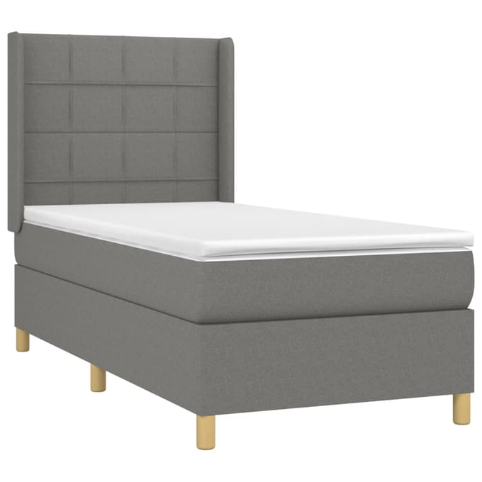 vidaXL - Boxspring - met - matras - stof - donkergrijs - 100x200 - cm