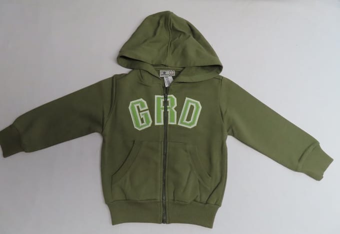 Gilet - Jongens - Kaki - Lichte sweat - Met kap en rits - 2 jaar 92
