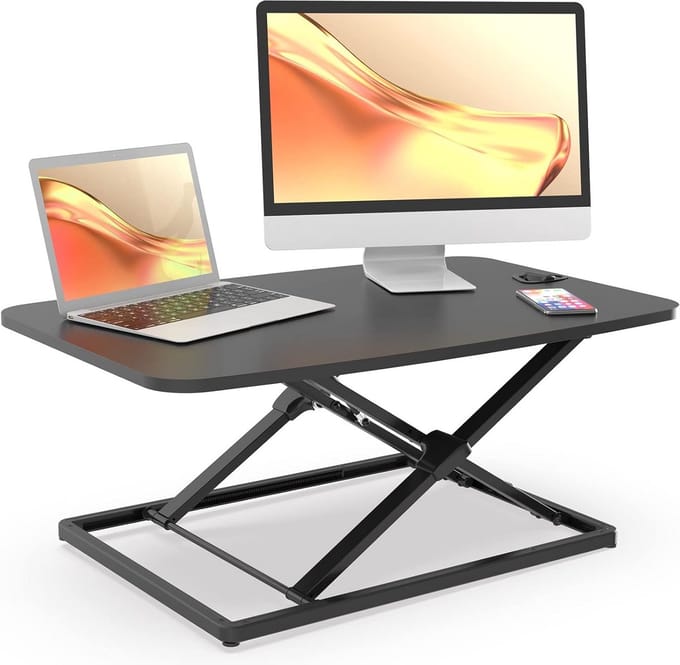 In Hoogte Verstelbaar Zit-Sta Bureau Converter voor Bovenop Bureau - Compact & Laag Profiel