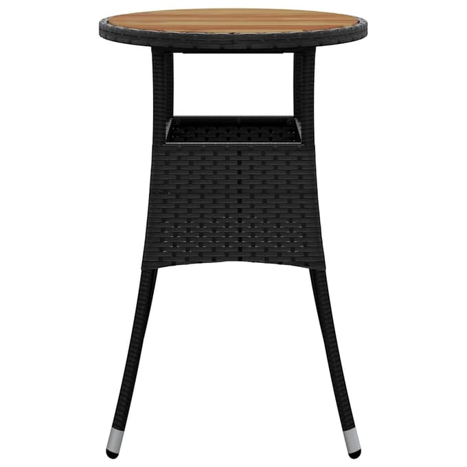 vidaXL - Tuintafel - Ø60x75 - cm - acaciahout - en - poly - rattan - zwart
