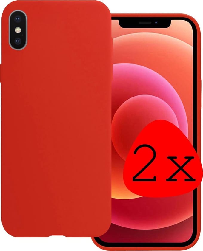 Hoesje 2 Stuks - Geschikt voor Apple iPhone Xs Max - Sterk & Shockproof - Case Siliconen - Back Cover - Telefoon Hoes - Rood