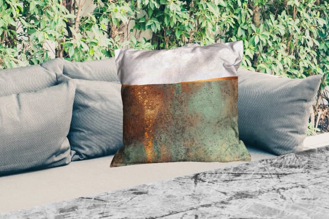 Sierkussen Buiten - Abstract - Luxe - Goud - 60x60 cm - Weerbestendig