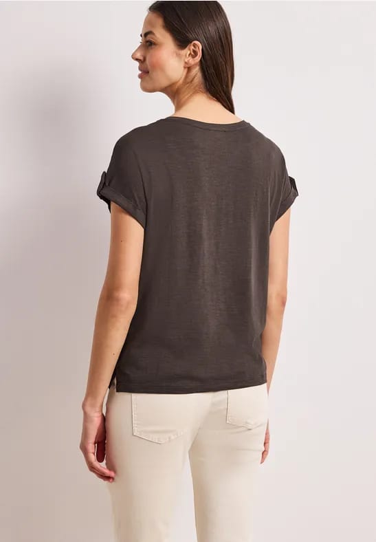 Shirt met ronde hals en knoopdetails