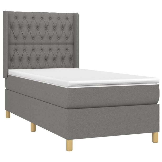 vidaXL - Boxspring - met - matras - stof - donkergrijs - 100x200 - cm
