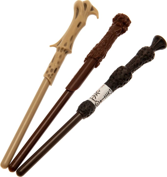Harry Potter drie toverstokken pennen set