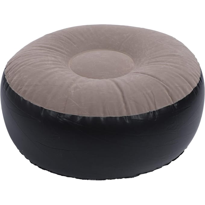 Opblaasbare kruk met vlokken, multifunctioneel, lichtgewicht, draagbaar, ergonomisch ontwerp, rond, draagbaar koffie