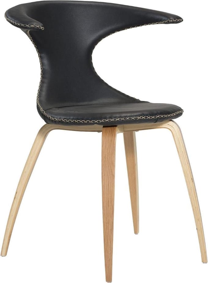 Dan-Form eetkamerstoel flair zwart leder hout 81 x 64 x 57 (4 stuks)