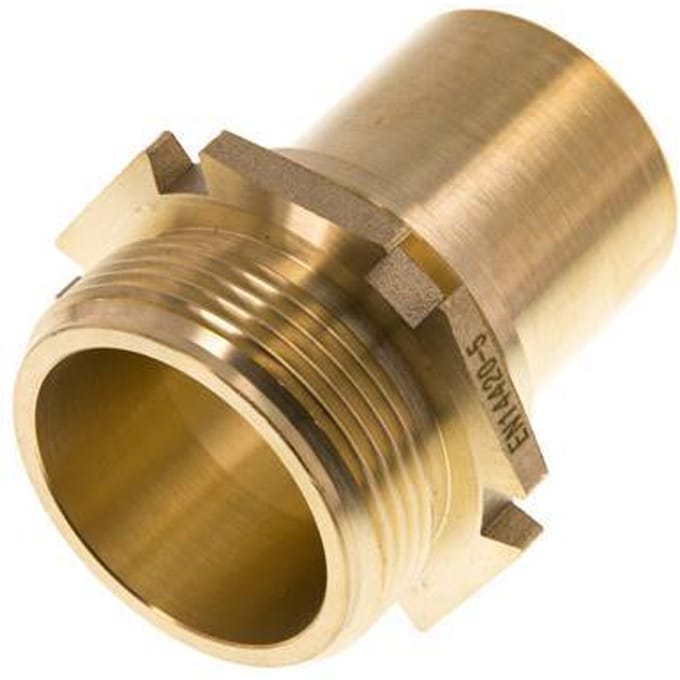 G 1 1/2'' Buitendraad x 38mm Messing Slangpilaar met Veiligheidskraag DIN 2817