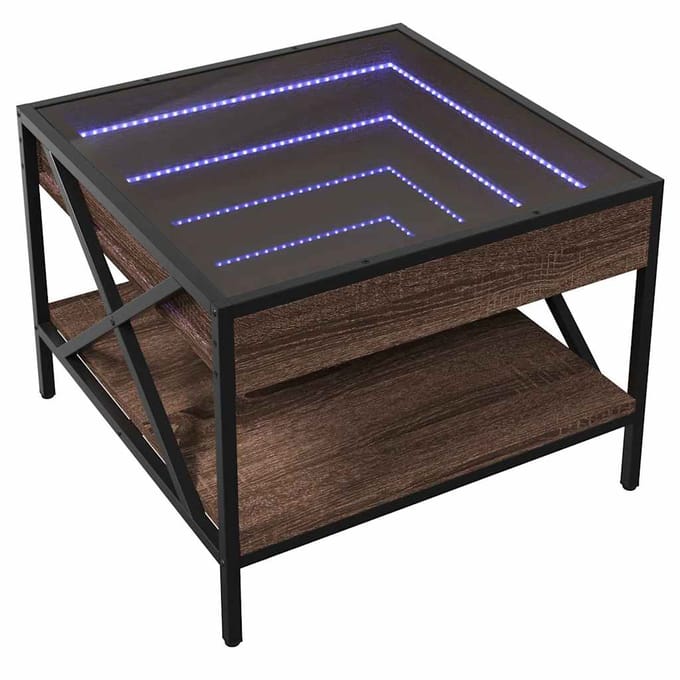 vidaXL - Salontafel - met - Infinity - LED - 50x50x38 - cm - bruin - eikenkleurig