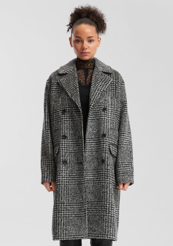 Oversized wollen mantel dames QS