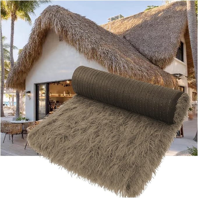 Rieten Dak Roll - Kunstgras Mat - Buiten Decoratie - Verhoogde Duurzaamheid - 1x1m - Grijs