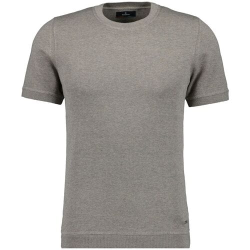 Ragman Trui Melange Cotton Knit Round Neck Short Sleeve Walnut / male