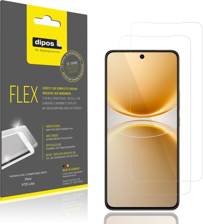 dipos – 2x Beschermfolie geschikt voor Vivo V70 Lite | 3D Full Cover Screenprotector | 100% Passend
