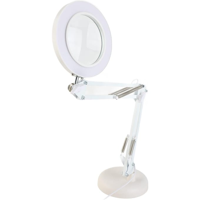 Desktop Vergrootglas 8x Vergroting 10 Niveaus Verstelbare Helderheid 64 LED's Vergrootglas Bureau Lamp met Opvouwbaar wit