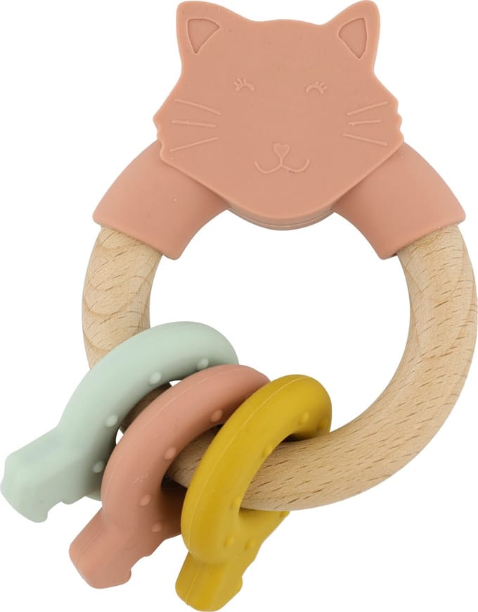 Trixie Baby Wooden Silicone Activity Ring - Mrs. Cat