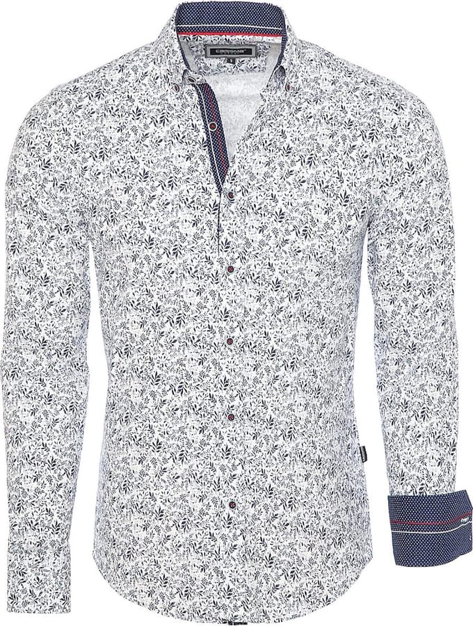 Wit Overhemd Met Bloemen Print Heren Carisma 8552 - XXL